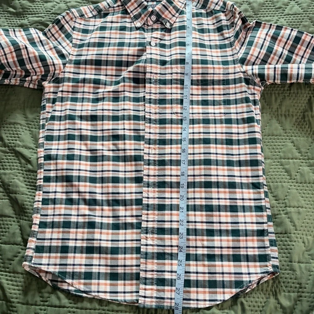 J. Crew Green and White Plaid Casual Shirt